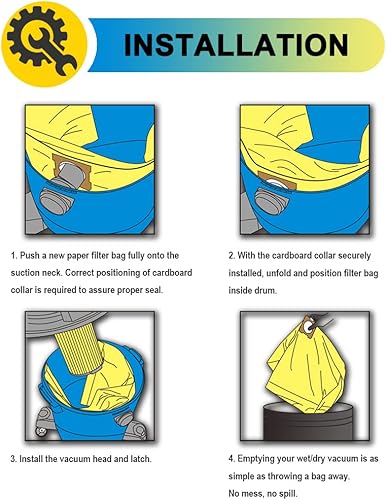 Miniatura 4 de SpaceTent Paquete de 10 bolsas de filtro de repuesto VHBL de alta eficiencia para aspiradoras Vacmaster de 12 a 16 galones en húmedoseco, número de