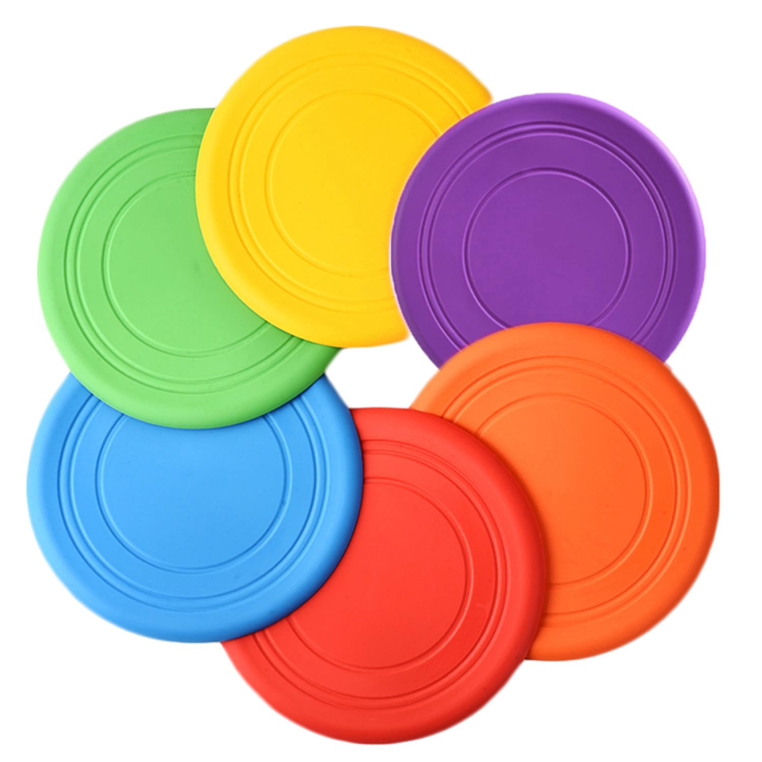 Kids Flying Disc Toy Outdoor Playing Lawn Game Disk Flyer for Kindergarten Teaching Soft Silicone Colorful 6 Pack Bulk Set…