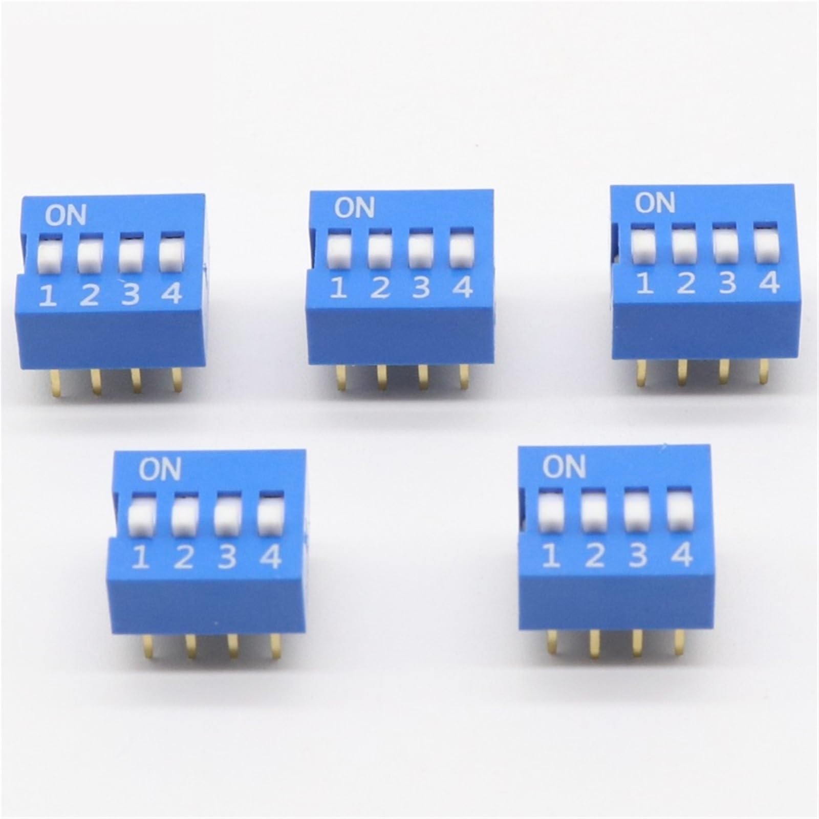 8Pin 4P Positions 2.54mm Pitch DIP Switch Blue 10Pcs