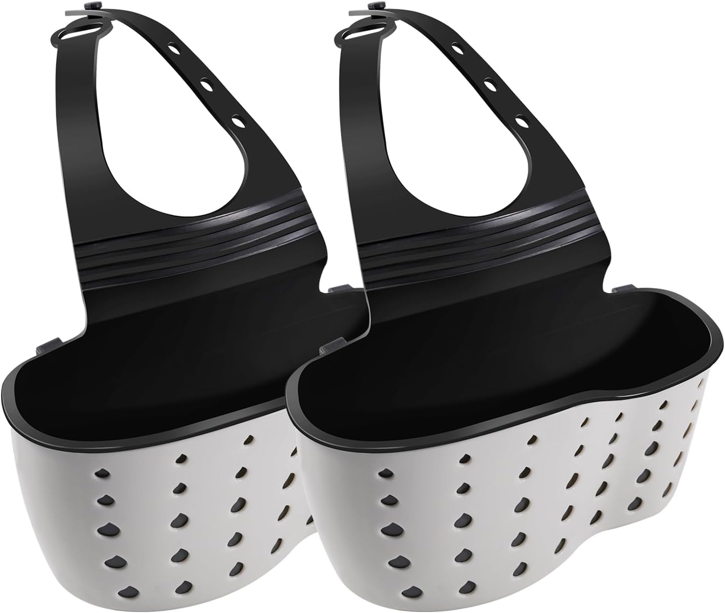Kitchen Sink Caddy Sponge Holder for Kitchen Sink Organizer Dish Soap Holder Hanging Ajustable Strap Faucet Caddy with Drain Holes for Drying, Kitchen Sink Accessories (2 pcs)