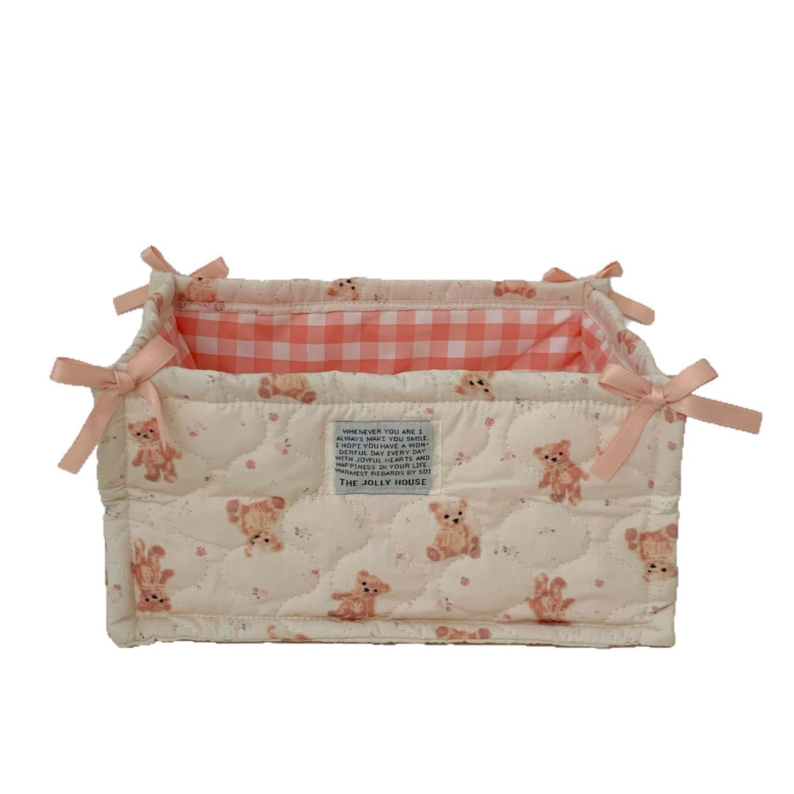 ANTOVSO Quilted Fabric Desktop Desk Tidy Organiser, Basket For Neat And Tidying Storage Of Small Items And Accessories