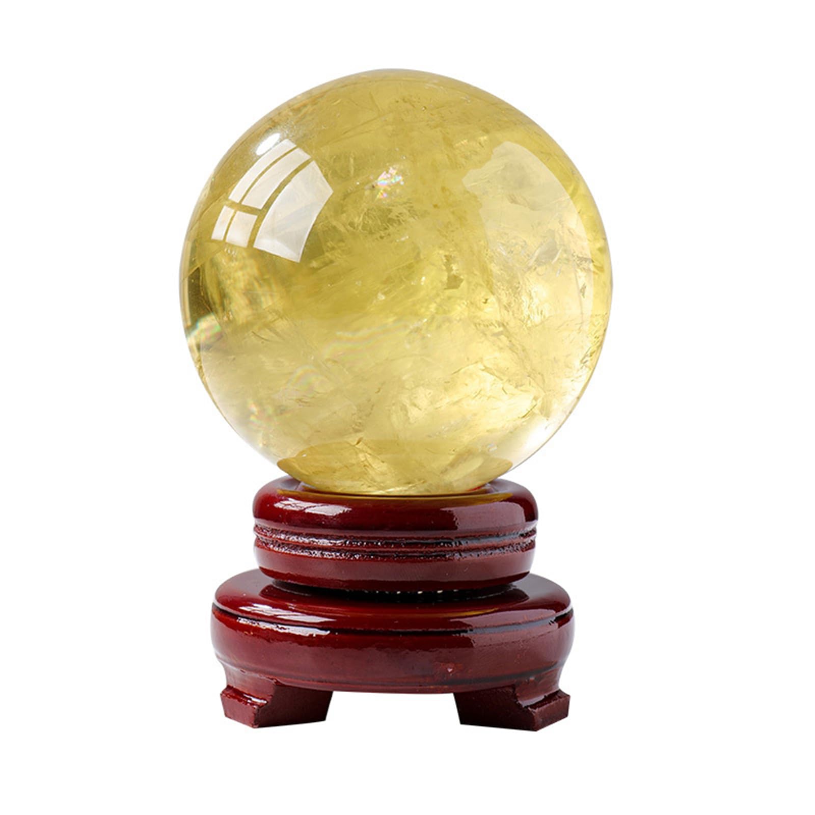 Phhxkkuo Natural Citrine Crystal BallHand Polished Reiki Healing Stone Yellow Quartz Sphere Feng Shui Desktop Ornament for Prosperity Success Confidence,8.5cm