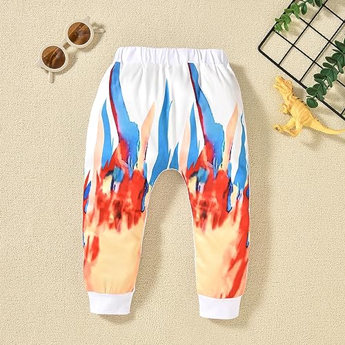 Image of HINTINA Baby Boys Dinosaur Long Sleeve Hoodie Tops Sweatsuit Pants Winter Outfit Set