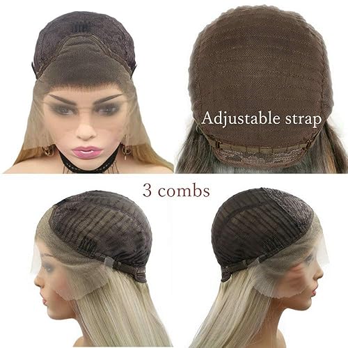 Miniatura 6 de Yiweier Pelucas de encaje frontal de color rosa rojo claro naranja claro largo ondulado natural resistente al calor, pelucas de encaje sintético