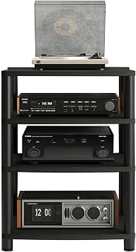 4 Tier Audio Shelf Audio Rack, Entertainment Stereo Component Storage Rack, HiFi Racks and Stands Audio Rack Cabinet for Home/Office/Audio Video/DJ/Theater, 60x48x88cm Size A
