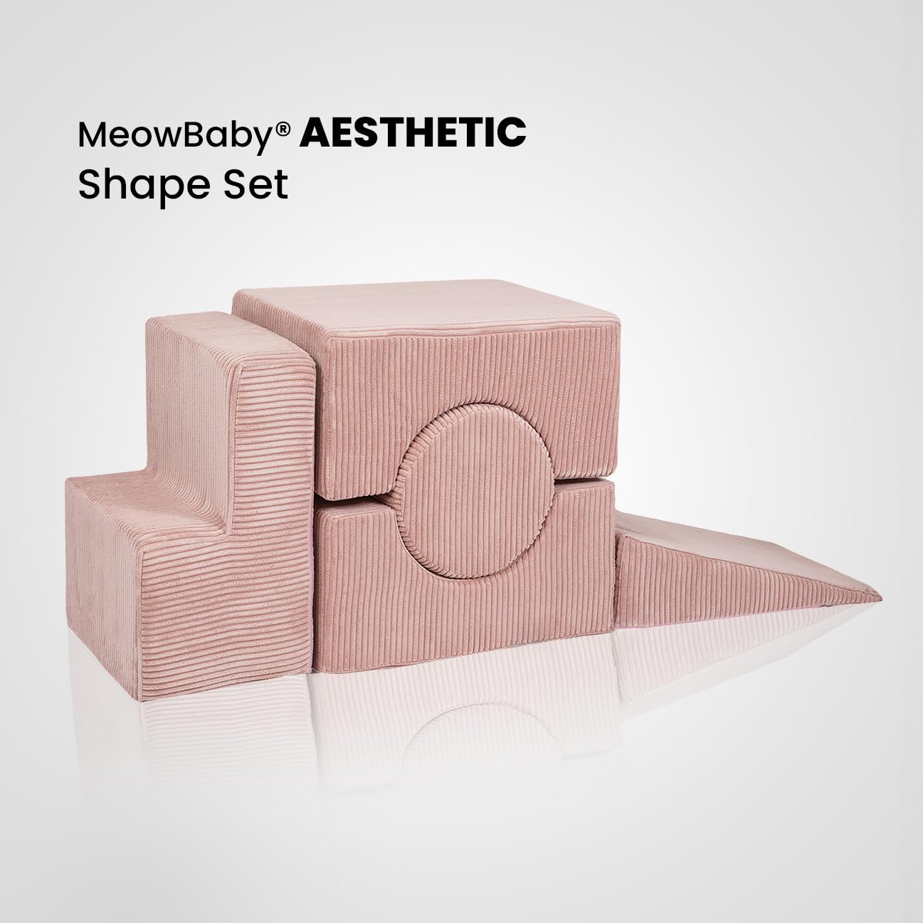 MEOWBABY 4-Elements Soft Foam Blocks Playset - Plac zabaw dla niemowląt i małych dzieci, klocki wspinaczkowe, Kord, Ecru