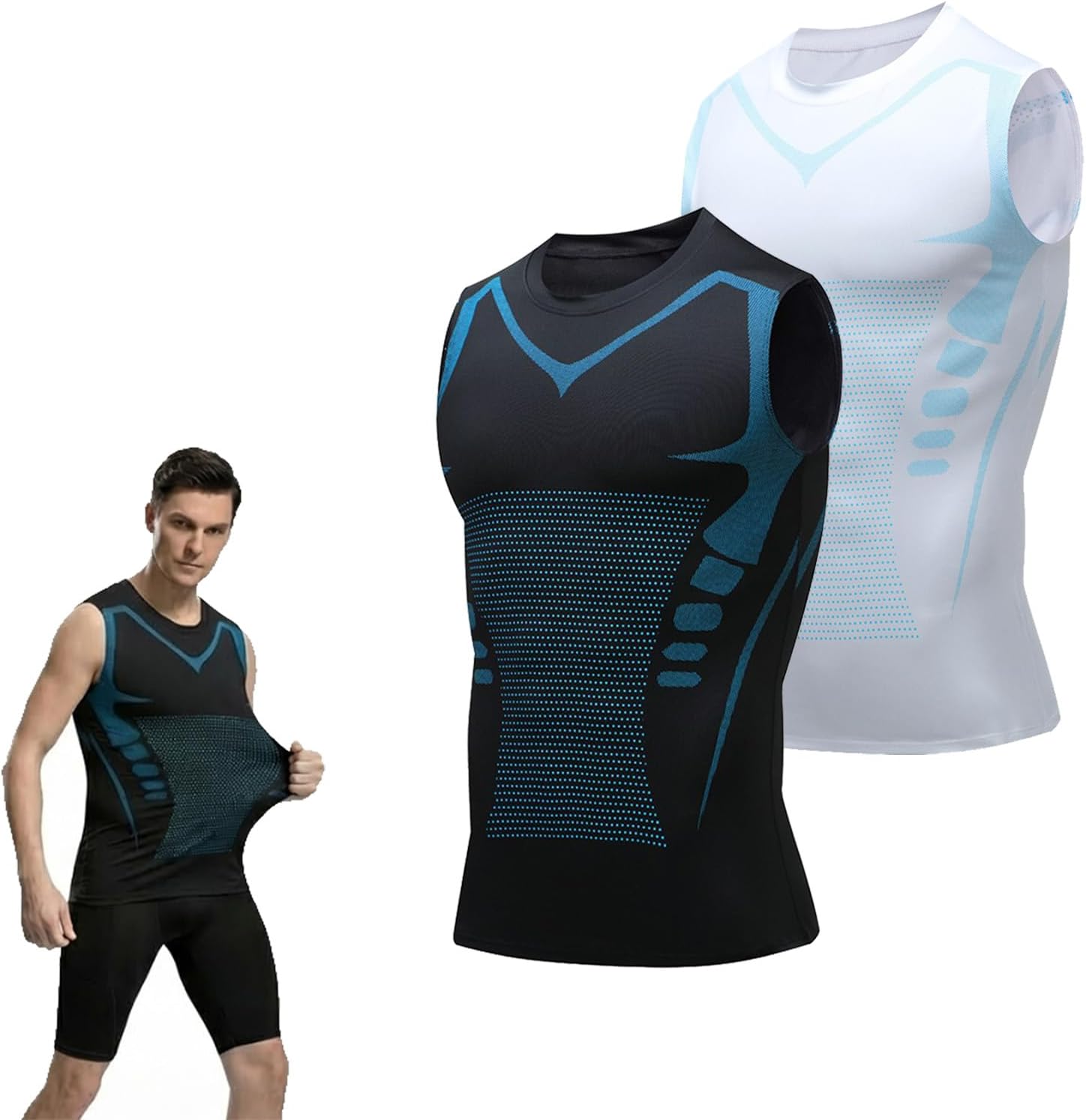 Compression Shirt Men, Men Shaping Sleeveless Vest, Sport Running Wicking Dry Fit Breathable Sleeveless Gym Shirt