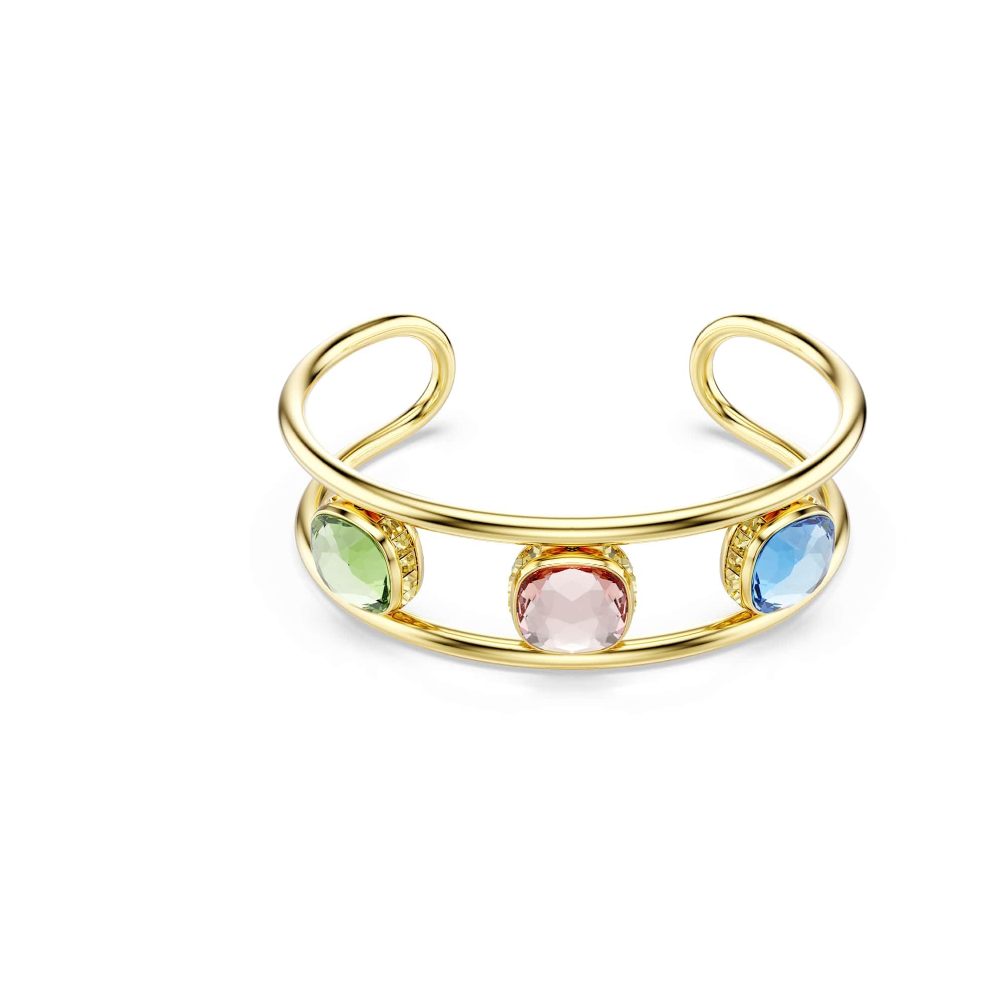 Swarovski Chroma Kollektion Manschette, Kissenform-Schliff, Mehrfarbig, Goldfarben plattiert