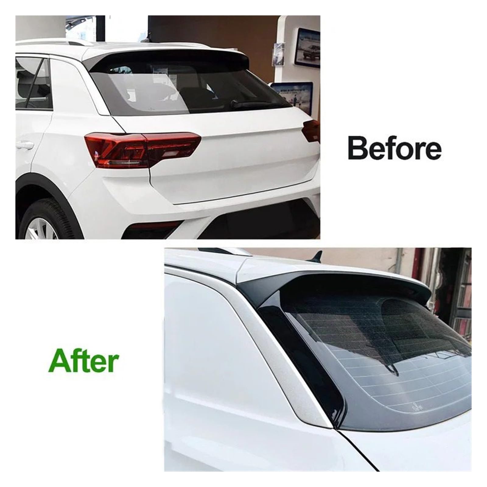 2 pezzi Spoiler laterale per lunotto posteriore, adatto per VW T-ROC R R-Line A11 MK1 2017-2024