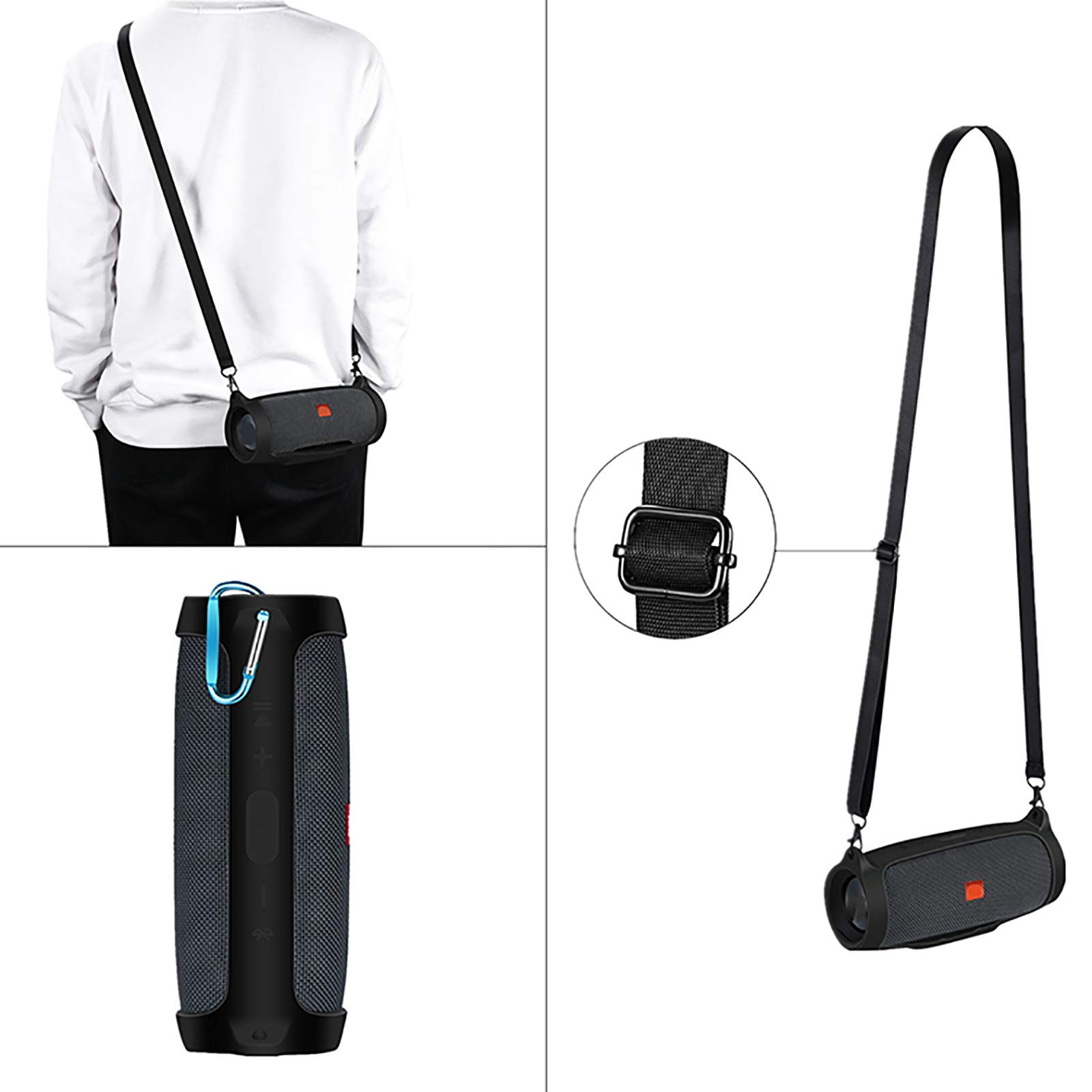 Custodia In Silicone LICHIFIT Per Altoparlante Bluetooth JBL Charge Essential, Con Tracolla E Moschettone - 2
