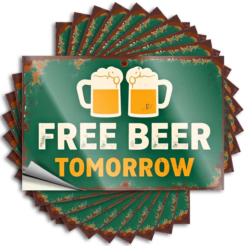 Free Beer Tomorrow: A Festive Toast to Future Cheers! Quote Home Entrance Decor | High Water Removable Decal Pack(8X12CM)