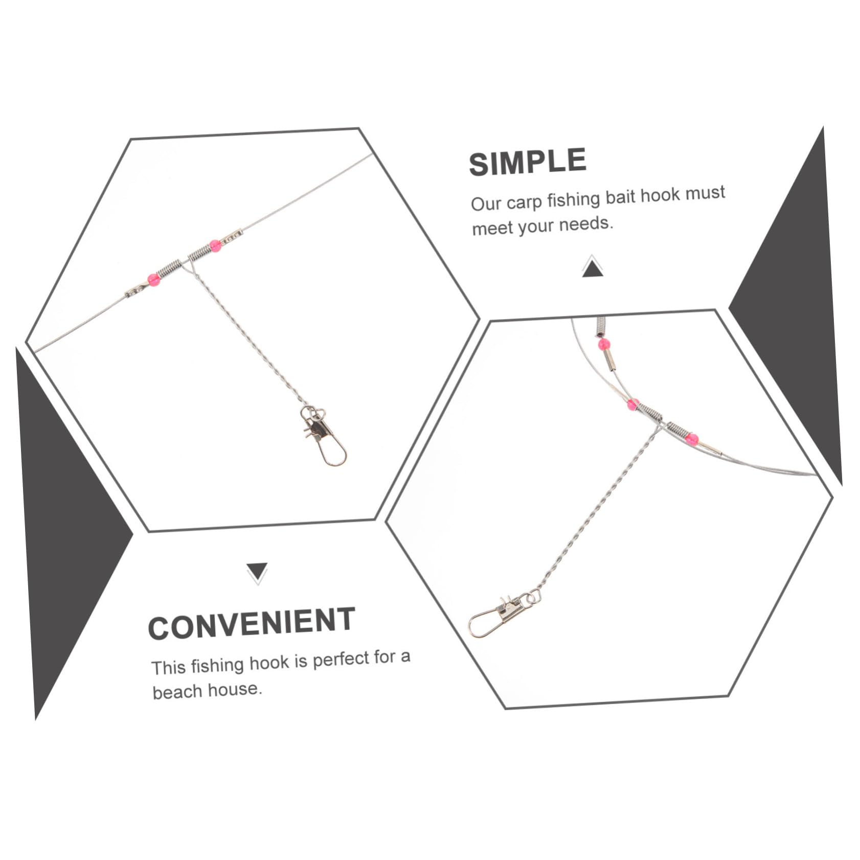 BESPORTBLE Stainless Steel Balance String Hook for Fishing Anti-Tangle Leader Wire Rigs Heavy Duty Outdoor Tackle Set