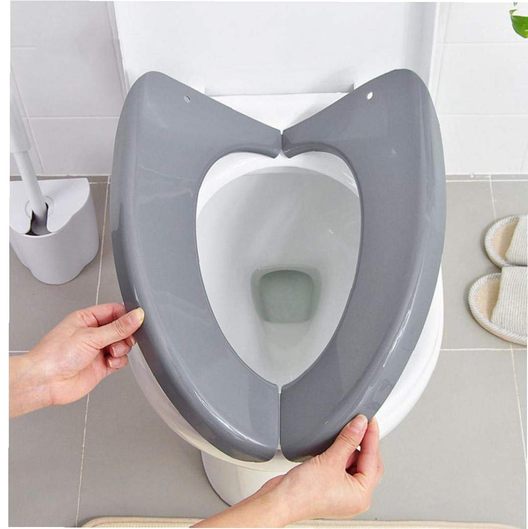 Angoter Grey Foldable Plastic Toilet Seat Cover Mats Waterproof Portable Travel Toilet Case Home Bathroom Closestool Protector Wc Cover Random Color