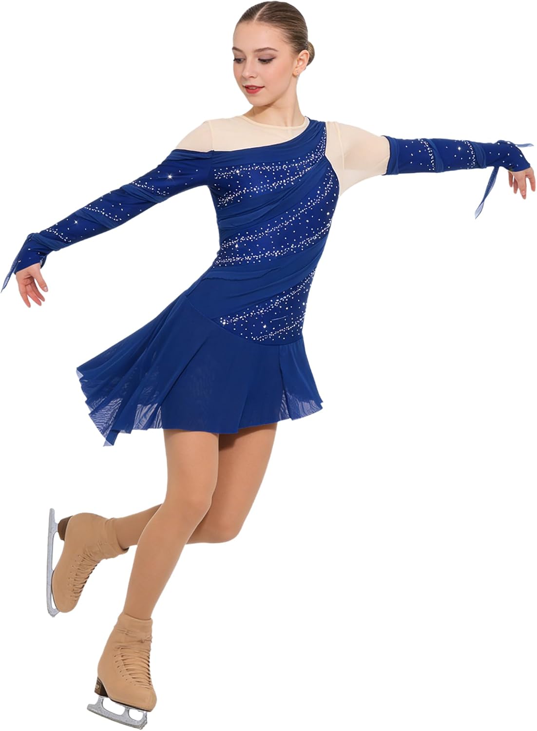 Shinsto Figure Skating Performance Dress for Women Rhinestones Backless Ice Skating Competition Costume