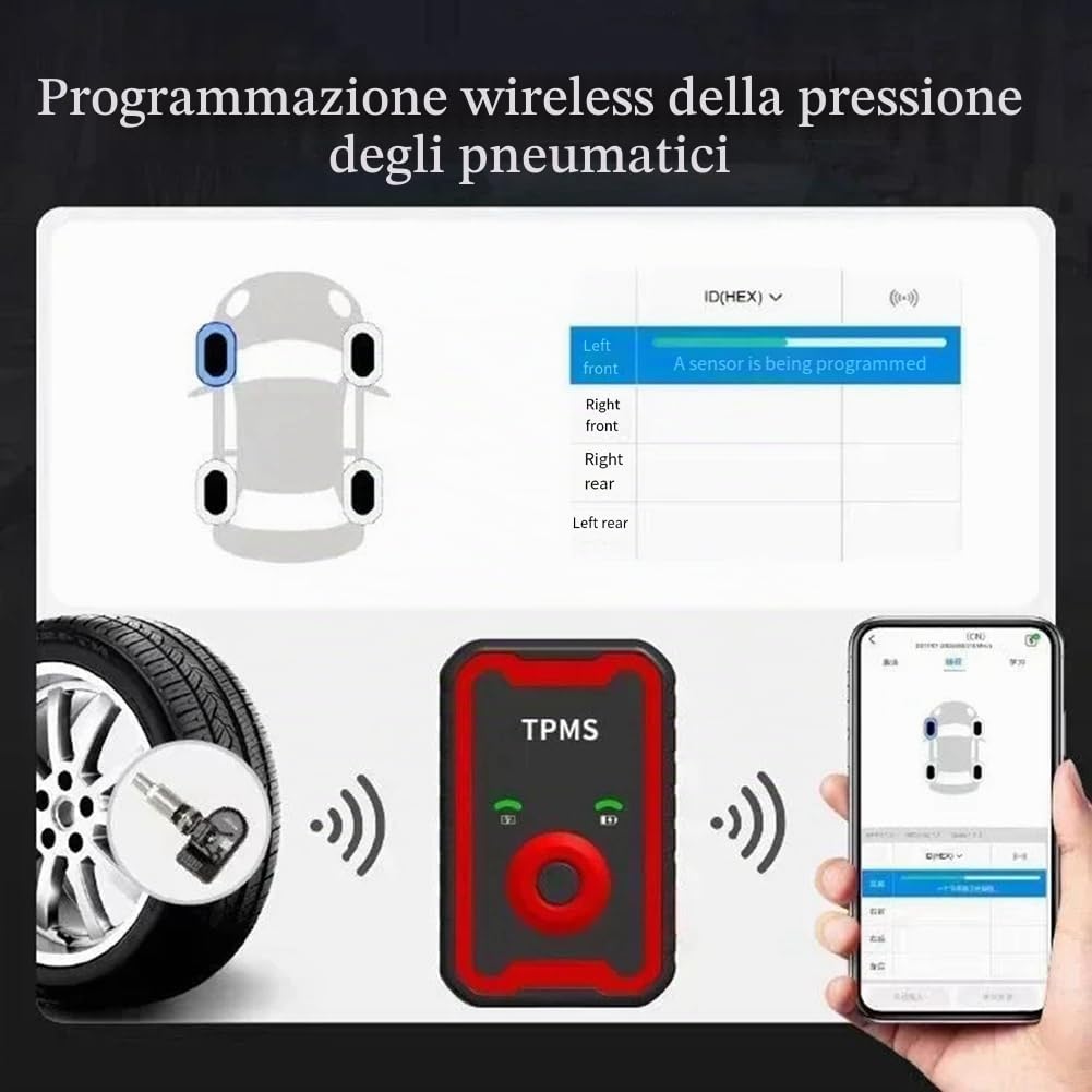 Sensori TPMS Programmabili 2 in 1 433 MHz + 315 MHz Supportano La Programmazione con Lo Strumento Cellulare