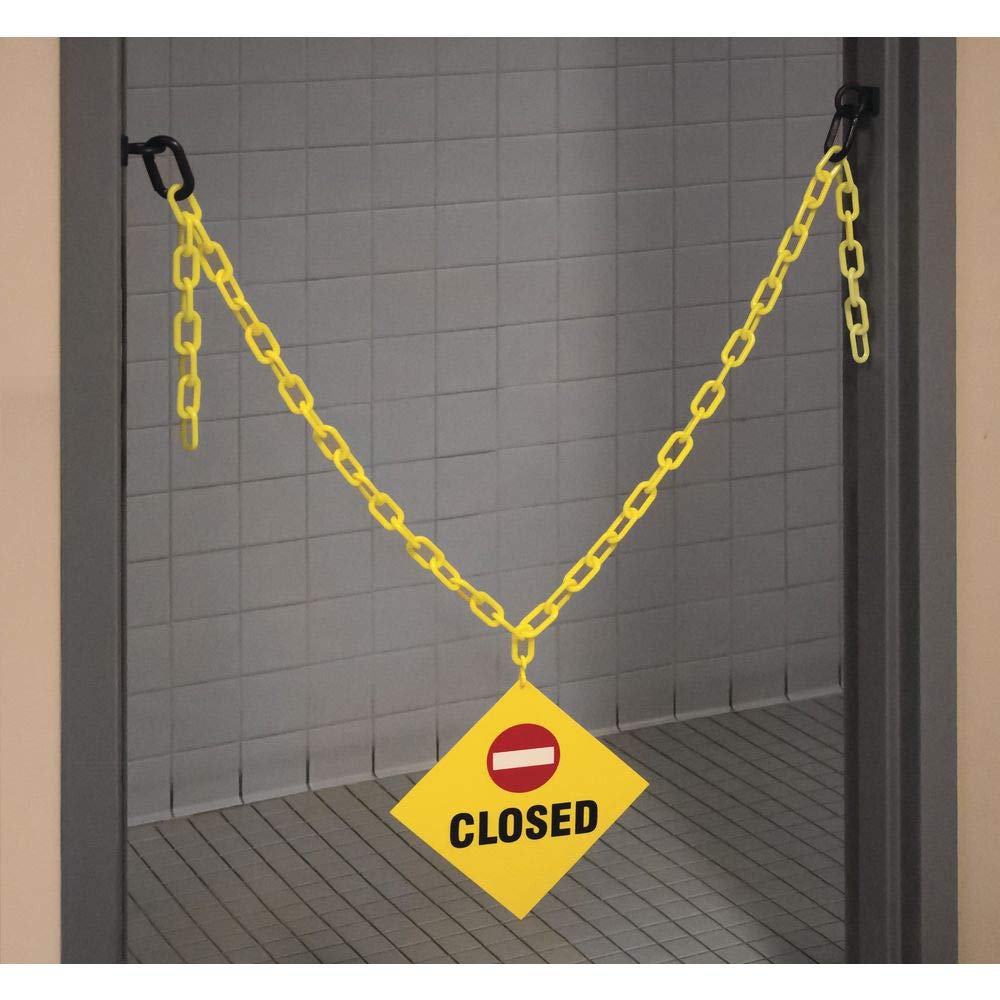Sr. Cadena – Closed Sign Kit – incluye 8 "x 8" signo – 67 "de 2" amarillo cadena de plástico y 2 imán anillo/mosquetones