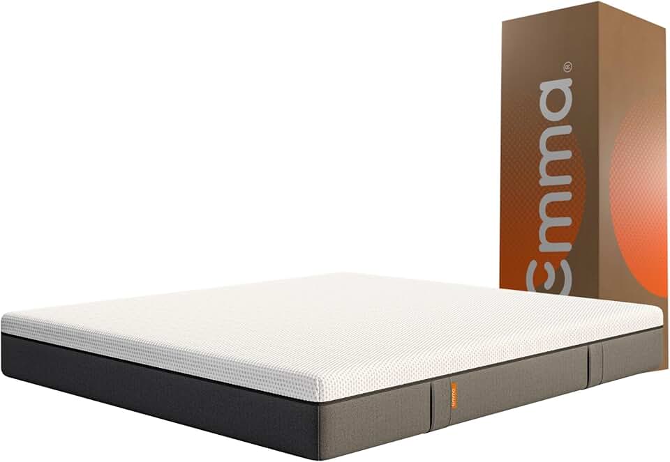 Colchão Casal Emma Original 25 cm - 138x188 cm, Espuma Viscoelástica 3 Camadas, Conforto Superior, Suporte para Coluna, Alta Respirabilidade, Capa Lavável, 10 Anos de Garantia, 100 Noites de Teste