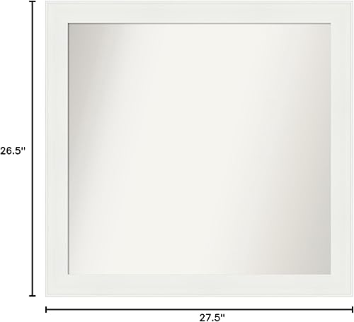 Miniatura 6 de Amanti Art Espejo de pared personalizado no biselado (26.5 x 27.5 pulgadas), marco estrecho blanco tocador, varios tamaños personalizados, espejo de