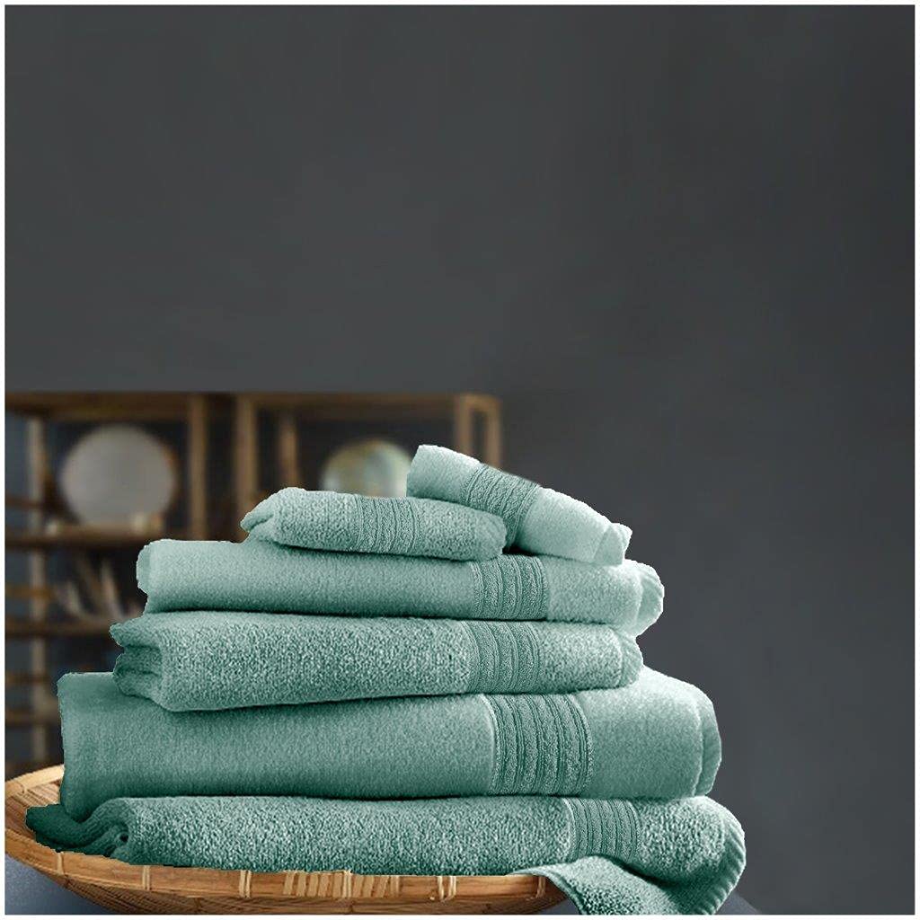 Luxury Pack of 4 Hand Towels, 100% Ringspun Cotton, Quick Absorbent Striped Bathroom Towels, Duck Egg, 50x80 Cm