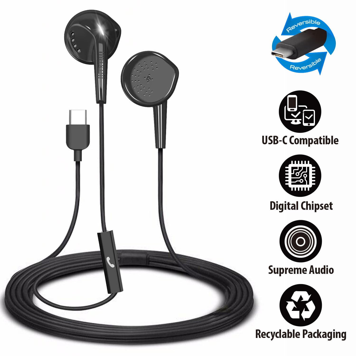 Amazon.com: Maxell USB -C Wired Earbuds with Microphone, 197338