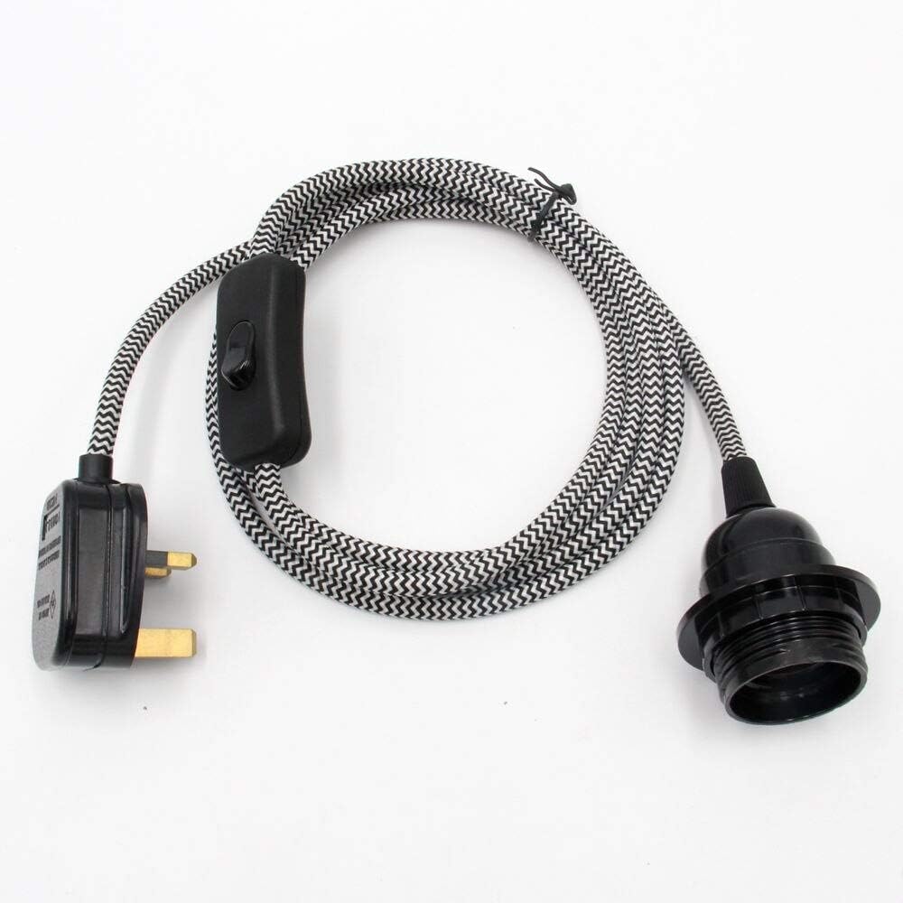 Lamp Bases 220V UK EU Plug Power Cord With Switch E27 Bulb Lamp Socket Cords Kit 2 meters long - (Color: UK plug)