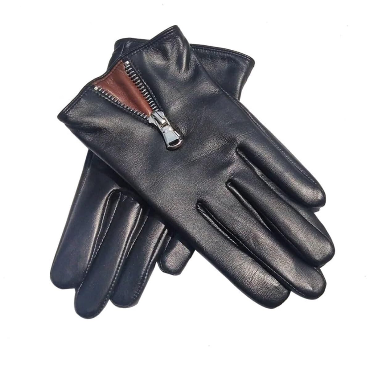 Guantes Térmicos Exterior Guantes De Cuero Con Cremallera Y Forro Cálido For Mujer Pantalla Táctil Polar For Exteriores Invierno