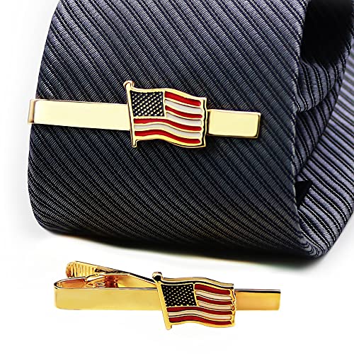 Image of US Flag Tie Clip Clothing Accessories for Weddings, Busiess Meetings, Officers, Government Departments, Pilots, Soldiers, and Military Friends American Flag Tie Clip