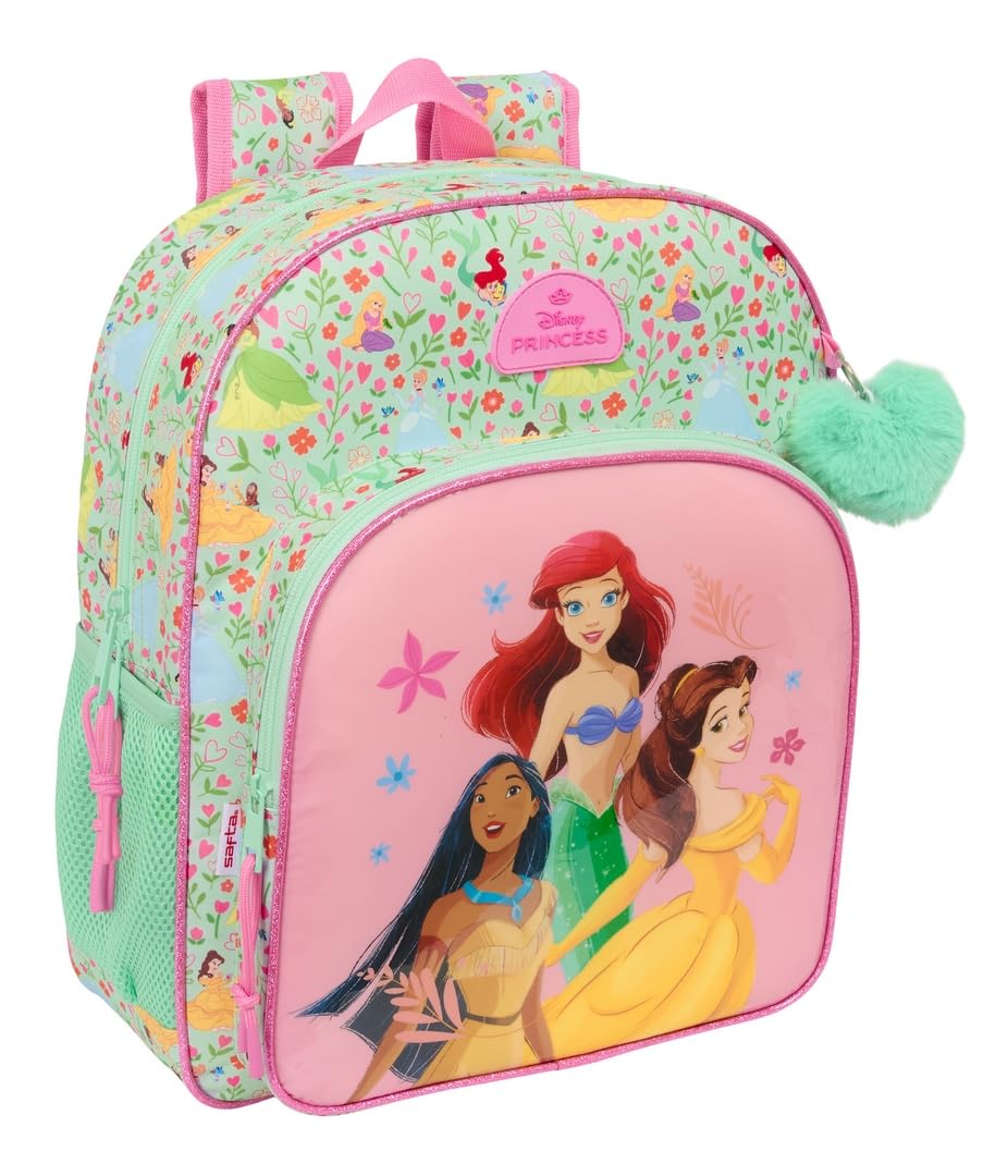 Safta PRINCESAS DISNEY BLOOM - Mochila Escolar Niño, Mochila Infantil, Adaptable a Carro, Ideal para Niños en Edad Escolar, Cómoda y Versátil, Calidad y Resistencia, 32x12x38 cm