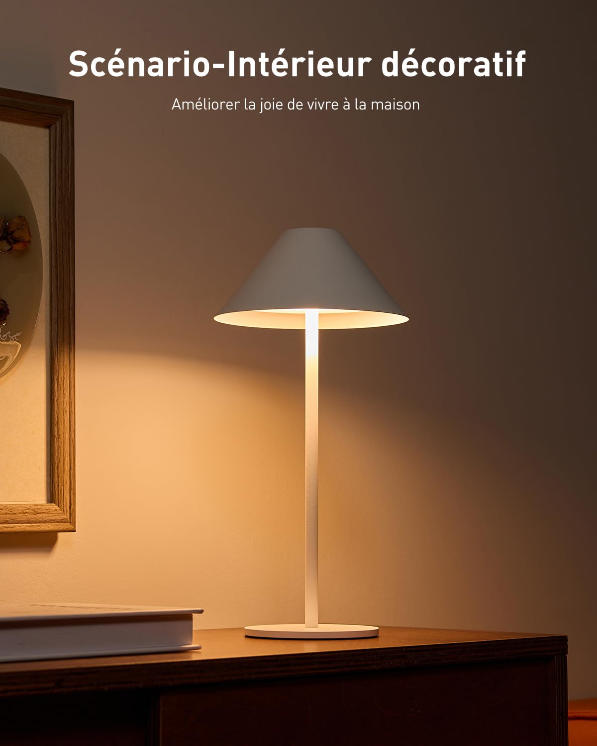 Bojim Lampe de Table LED Exterieure Tactile Sans Fil Rechargeable USB Autonomie 10j, Lampes Chevet Battery Interieur Petite Lamp Touch Lumiere Wireless Salon Lamps IP54 Waterproof Jardin Blanc