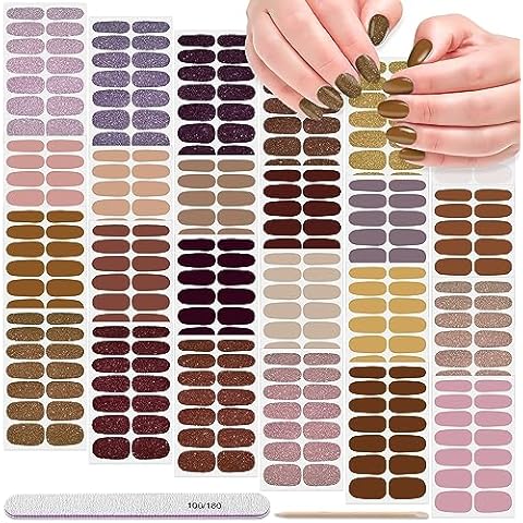 DANNEASY 24 Sheets Nail Polish Stickers Full Nail WrapsSolid Color Nail Polish Strips for Women Gel Nail Strips Self Adhesive Fingernail Stickers Manicure Kit with Nail File, Cuticle Stick Cover