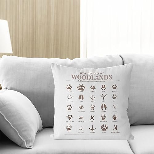 Miniatura 4 de IWXYI Fundas de almohada de bosque, fundas de almohada de pistas de animales de 18 x 18, decoración de guardería de bosques, fundas de almohada de