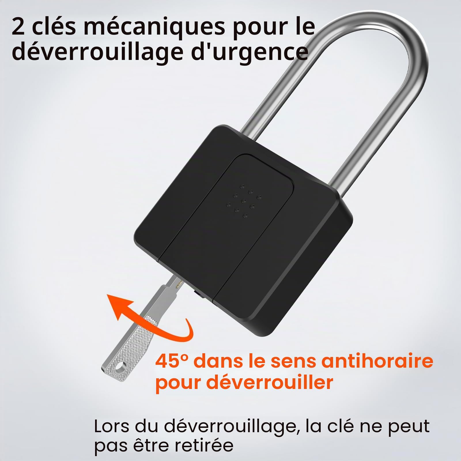 Cadenas Empreinte Digitale, Serrure de Poutre Longue Empreinte & Bluetooth, Serrure Empreinte Digitale avec clé Smart Touch Lock, étanche, Pour l'extérieur, Entrepôts