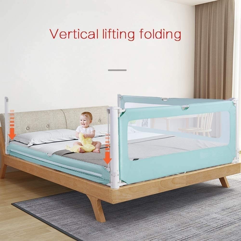 Barandillas de Cama con Malla ventilada, Protector de Cama con elevación Vertical para Mayor Seguridad y Estabilidad, barandilla de Cama compacta para Viajes (Color: Rosa, Tamaño: