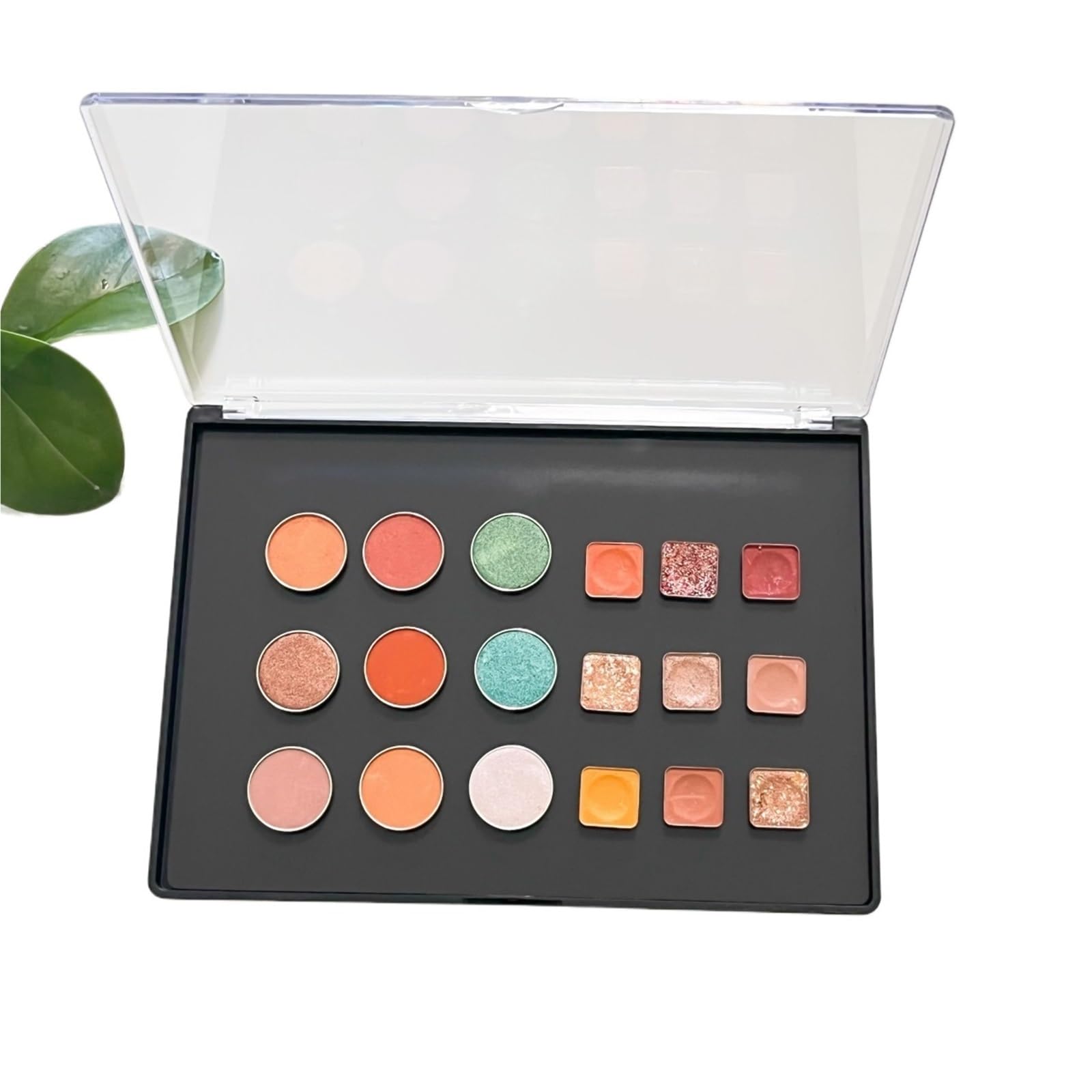 Palette Magnetica Vuota Grande tavolozza di ombretti in plastica magnetica vuota, scatola for trucco XL, copertura trasparente, con adesivi in ​​metallo da 20 pezzi
