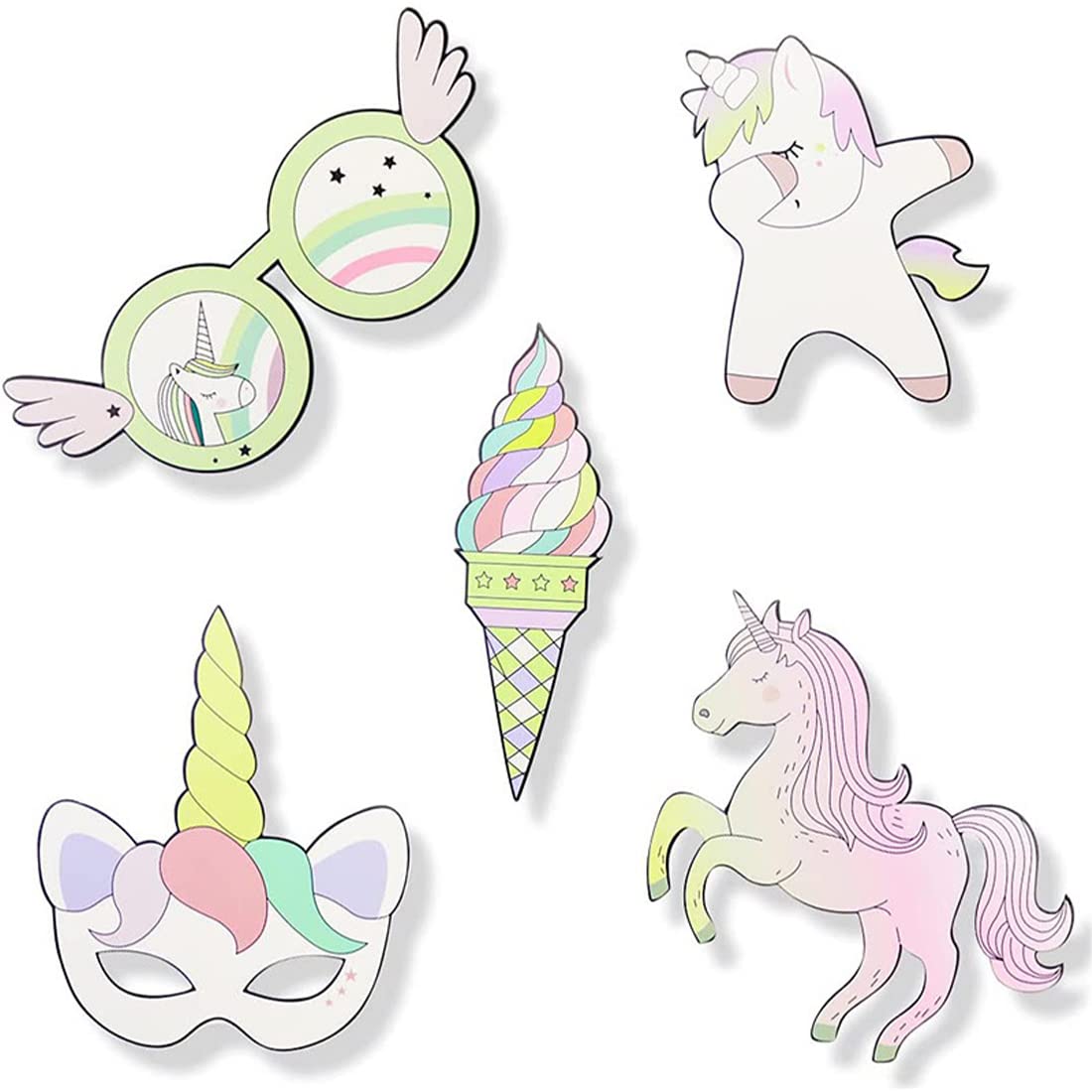 Ensemble 30 Accessoires Photobooth Thème Licorne - Déco Anniversaire Enfants Rose Avec Bâtons