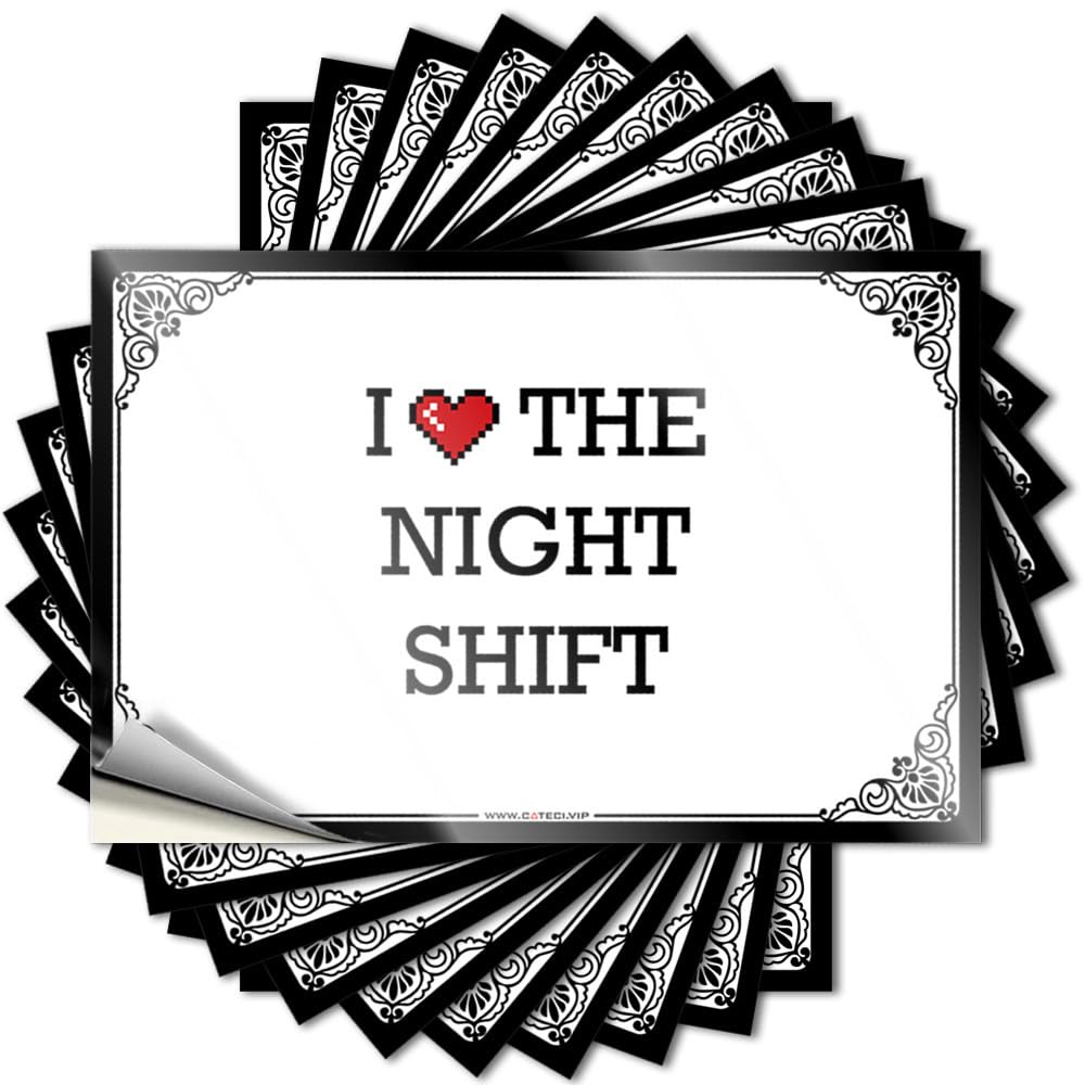 Tattoo Unique Waterproof Vinyl Sticker | I Love The Night Shift Retro Tumbler for Adult DIY Projects(8X12CM)