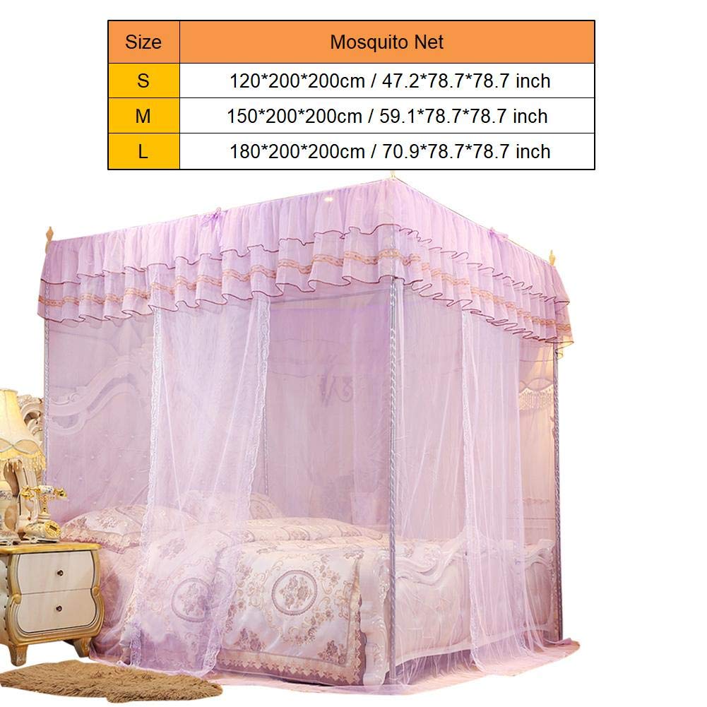 Cikonielf Luxury Princess Four Corner Post Bed Curtain Canopy Netting Mosquito Net Bedding King Size Beds Quick and Easy Installation System(180 * 200 * 200) - Image 2