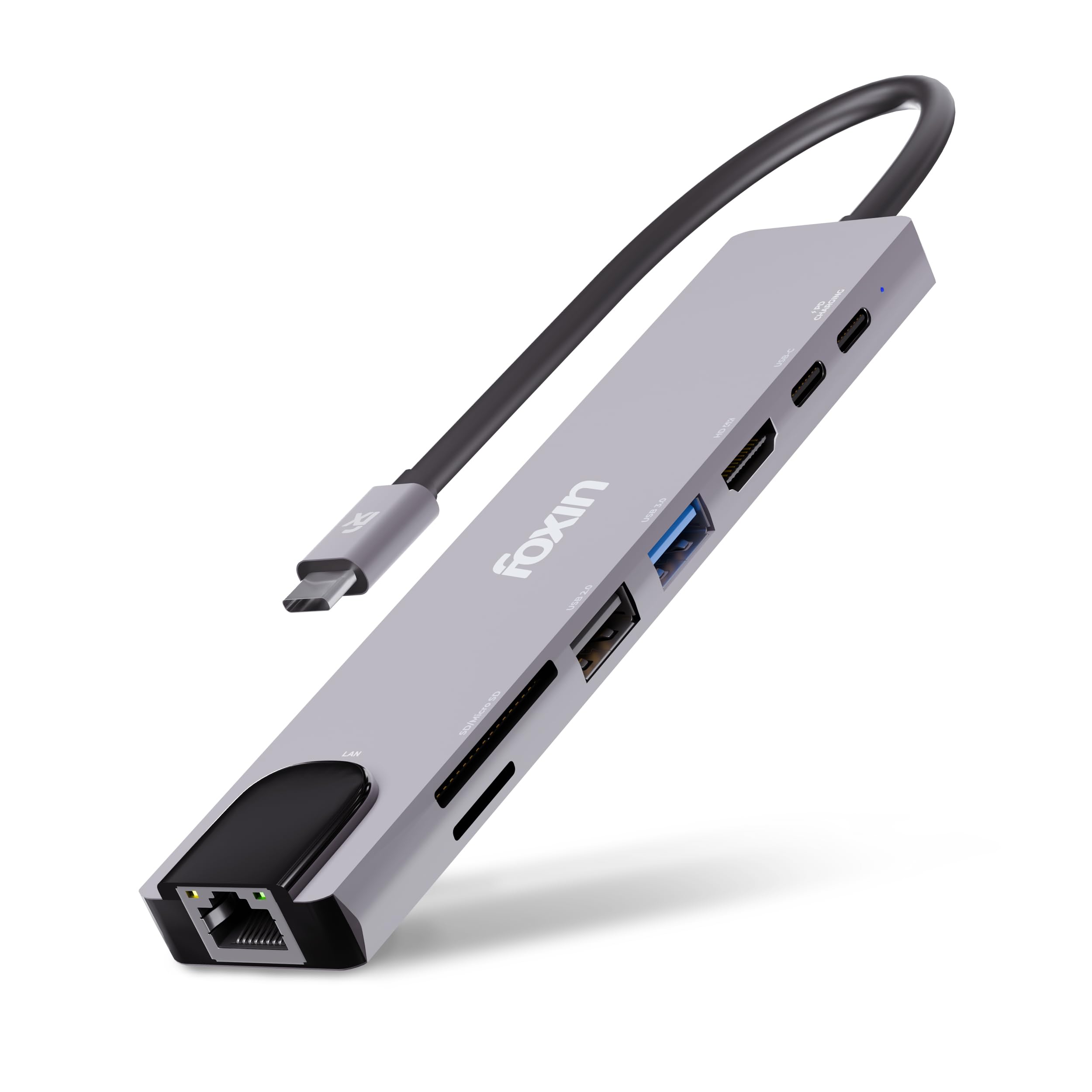 Foxin 8-in-1 Type C Hub with 100W Power Delivery&USB C Data Transfer Multiport Adapter with 4K 30Hz HDMI,USB 2.0 & 3.0,100 MBPS Ethernet,SD/TF Card Reader,for All Type C Devices-MacBook,Laptops-picture-29