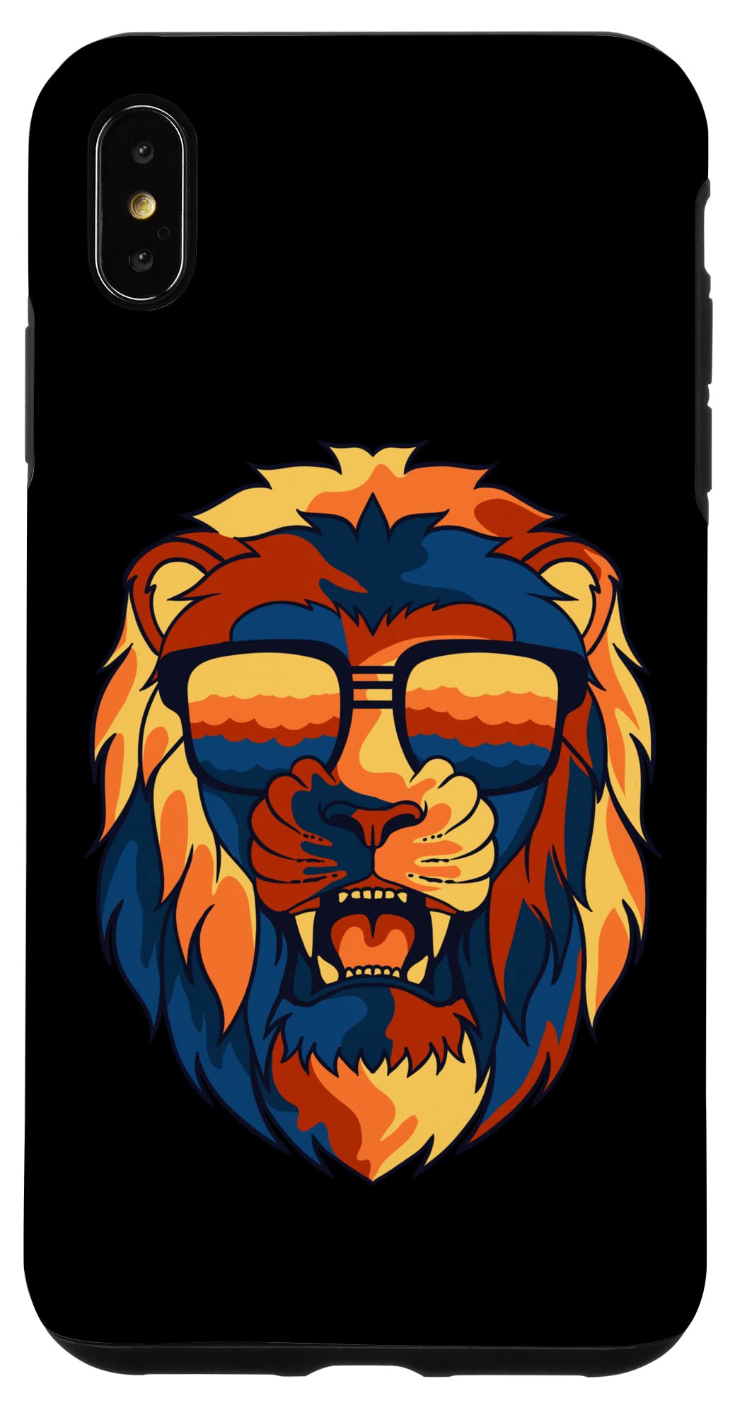 iPhone XS Max Lion Wearing Glasses Retro Art Animal Lovers Leo Star Sign Case