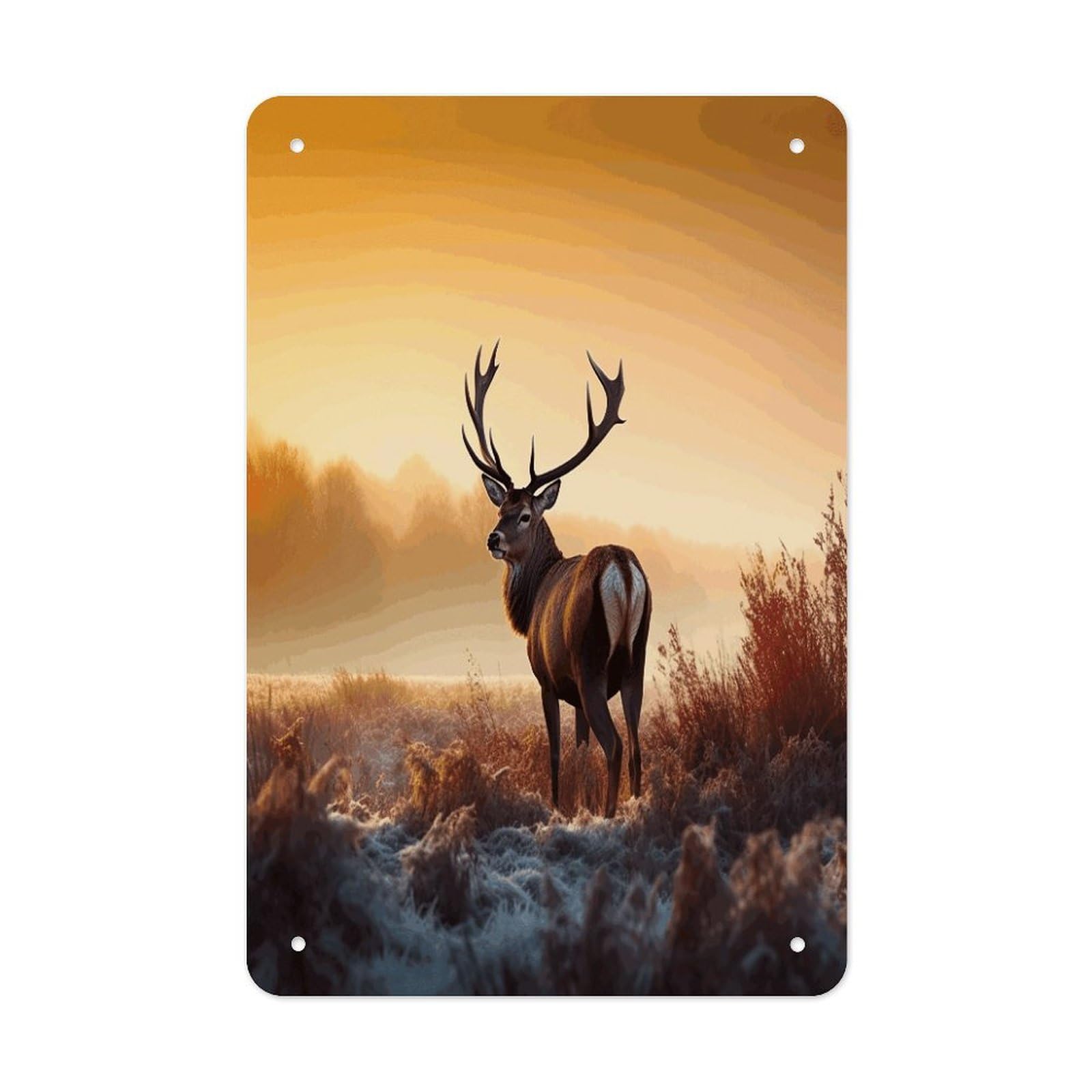 Landscape Deer Metal Tin Sign Funny Vintage Metal Signs Metal Art Poster Man Cave Decor Retro Tin Sign for Home Office Kitchen Bar Cafe Garden Wall Decor 11.8 X 7.9 Inch