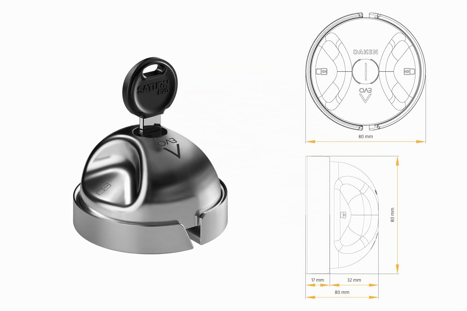 DAKEN Saturn Evo Doppio Serrature per Veicoli Commerciali per Impieghi Gravosi Blocco Manuale Acciaio Inox Set di 2