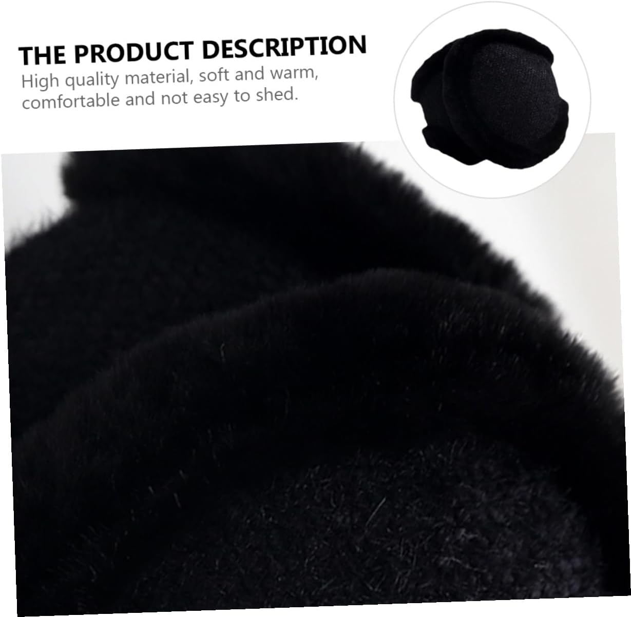 LIOOBO Plush Winter Ear Warmers Foldable Earmuffs for Men and Women Windproof Black Back-held Ear Covers for Cold Weather Outdoor Use
