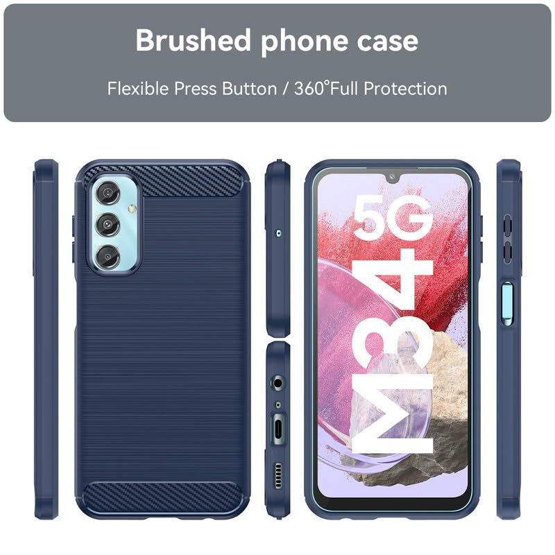 Image of Flexible Back Case Cover for Samsung Galaxy M34 5G / F34 5G - Blue (Carbon Fibre)
