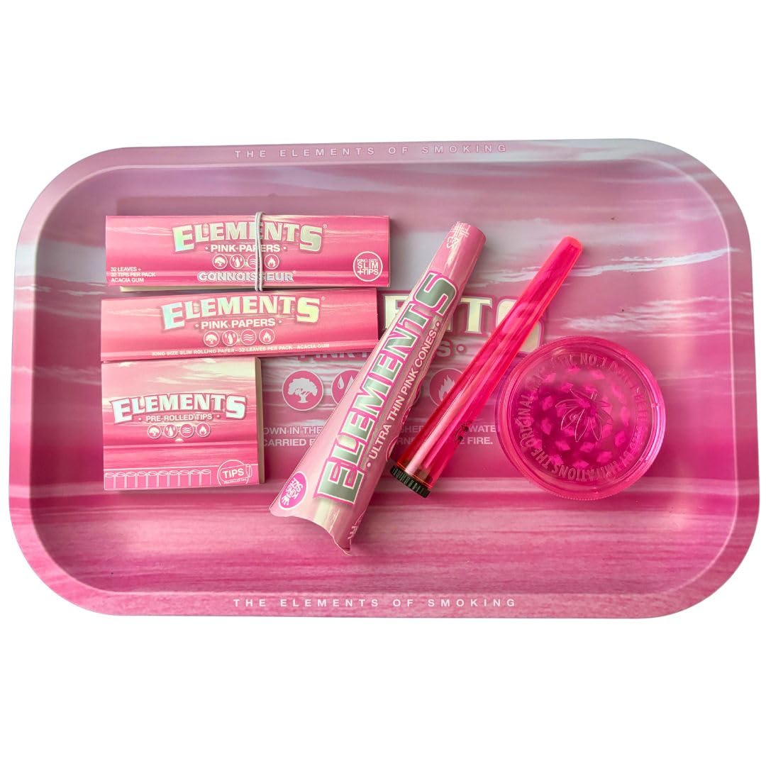 Elements Pink Rolling Tray Set - Kingsize Papers - Tips + More