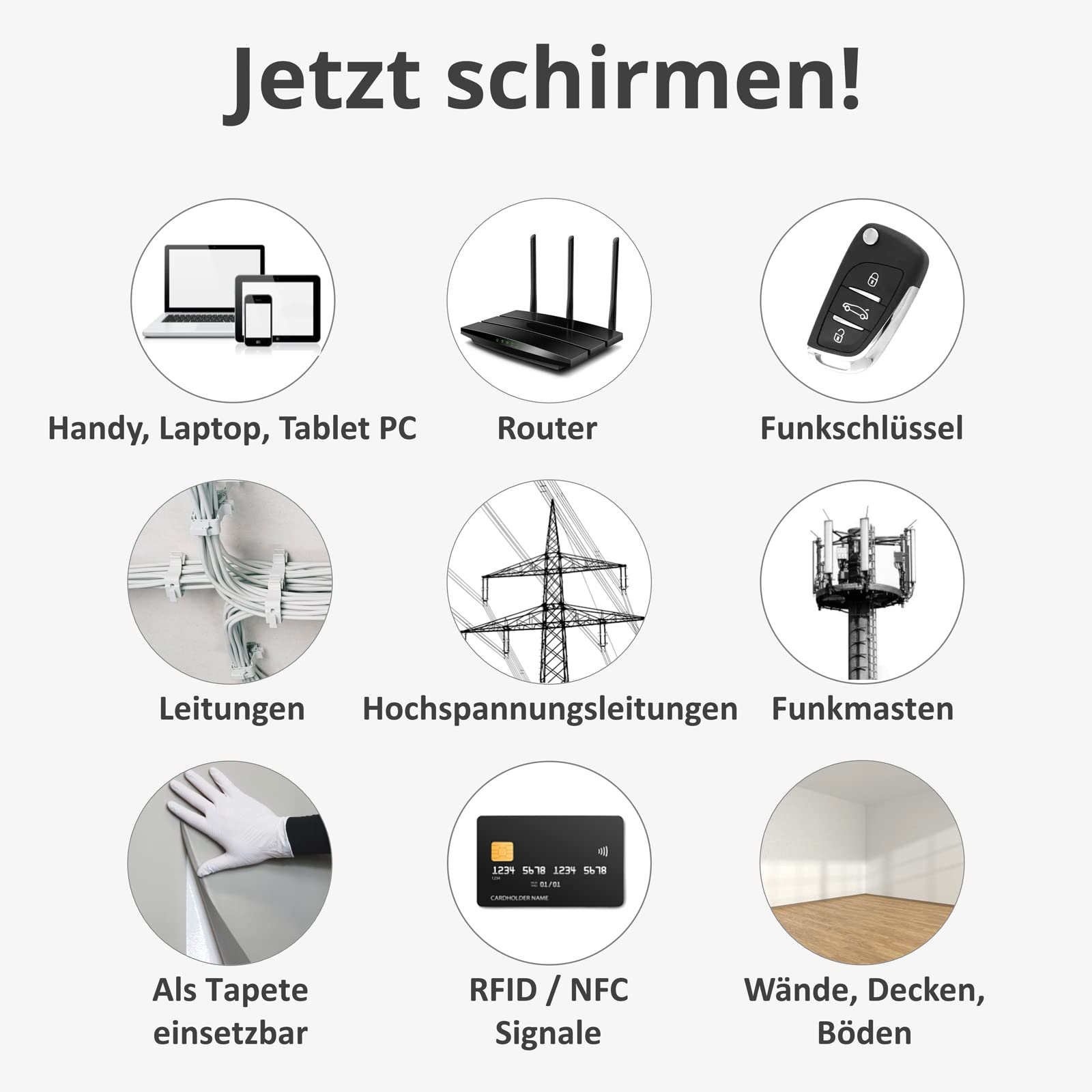 Abschirmgewebe | Handy Strahlung, Elektrosmog, Router, Strahlenschutz | CW1 XL (1,2 x 2 m)