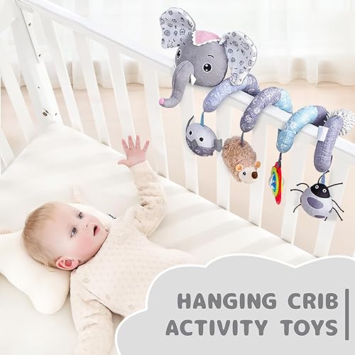 Miniatura 5 de Koty Juguetes para asiento de automóvil, juguete colgante de felpa en espiral para bebé, bebé, cochecito, cuna con caja de música BB Squeaker y