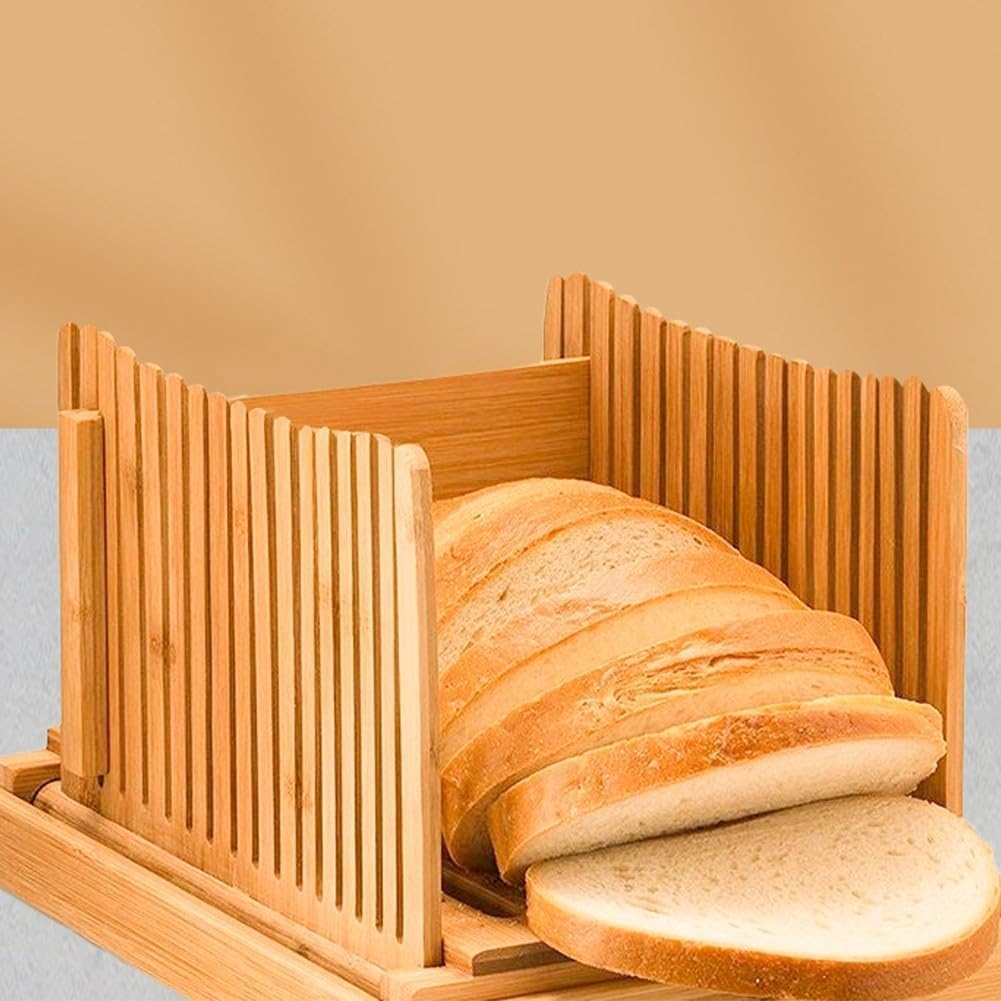 Guía de Rebanador de Pan, Cortadora de Pan Ajustable para Máquina de Corte de Pan Casera, Guía de Corte de Pan Plegable Fácil de Usar con Bandeja de Miga