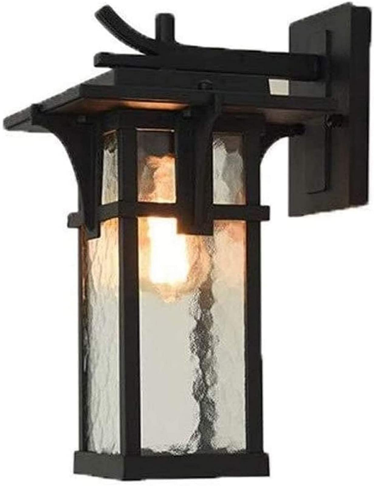 HELCEKOU Outdoor Wall Lighting Fixture, Balcony Waterproof Glass Style Courtyard Garden Villa Lamp Country Doorpost Aisle Fence Aluminum E27 Sconce Fixture Home Decor (Color : Nero)