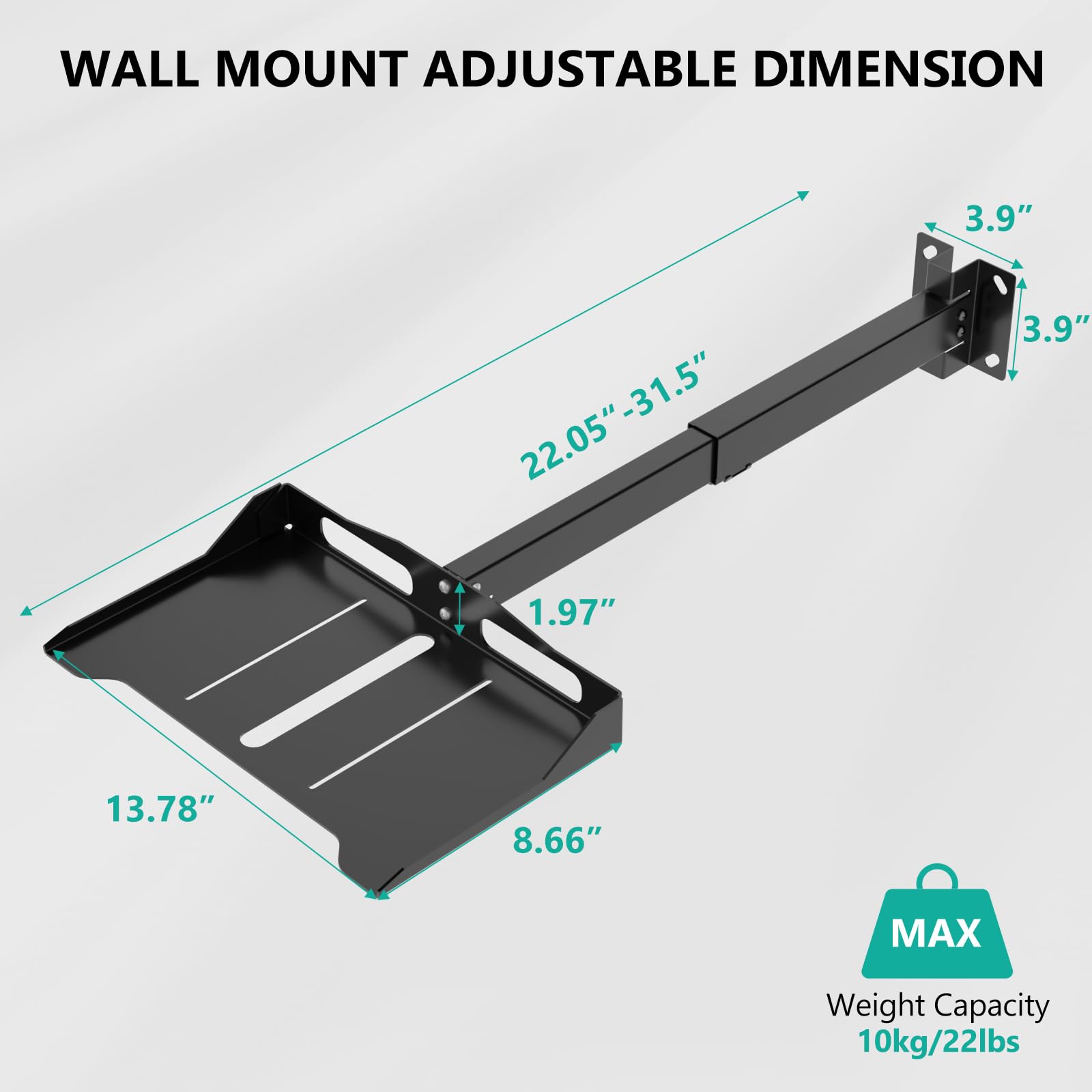 WALI Support de Plafond Réglable en Hauteur pour Vidéoprojecteur, Montage Mural et Plafond, Charge jusqu'à 10 kg