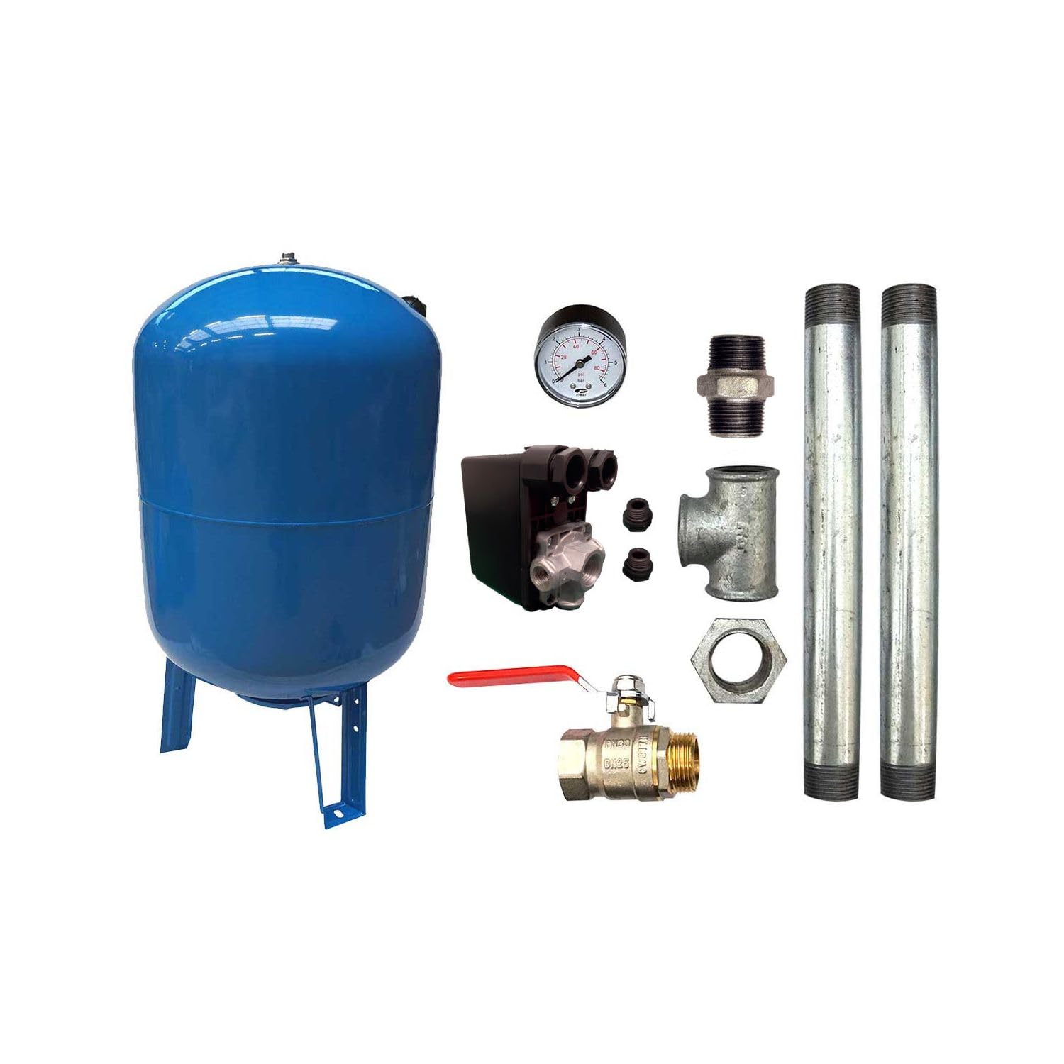Kit Surpresseur Eau Vertical 300l - 2" Avec Pressostat Et Manomètre